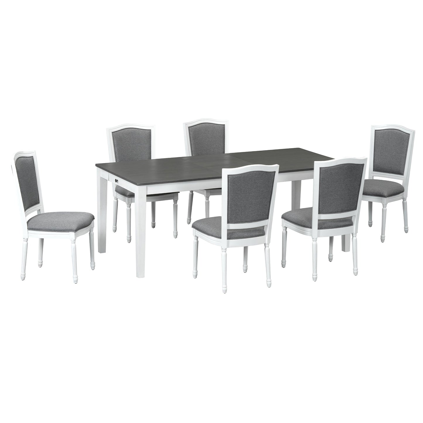 Rustic 7-Piece 78.1inch Extendable Dining Table Set with 18inch