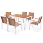 7 Piece Patio Dining Table Set, Outdoor Wicker Furniture Set of 6