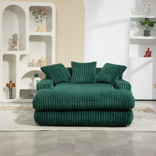Corduroy lazy sofa With 3 back pillows,Comfy Sofa- Deep Seat Couch for