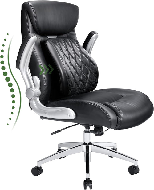 Comfortable-Office Chair with Dynamic-Lumbar Support: High Back PU