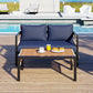 Multi-person Outdoor Iron Sofa Set with A table, Rattan Decoration,