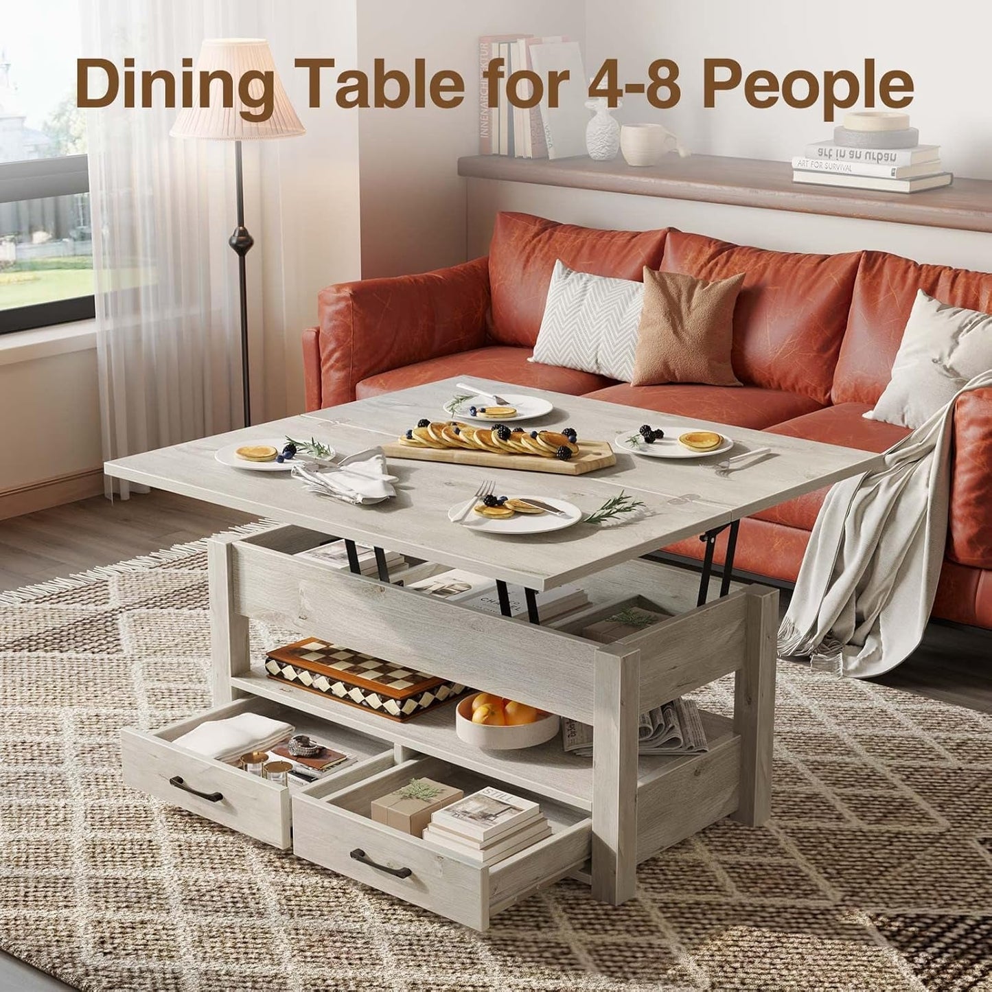 Coffee Table Lift Top, Multi-Function Convertible Coffee Table with