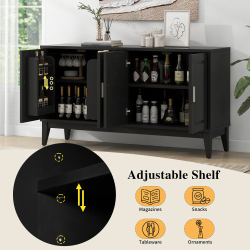 4 Door Sideboard Storage Cabinet With Gantry For Living Room And
