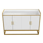 Modern Kitchen Buffet Storage Cabinet Cupboard White Gloss with Metal
