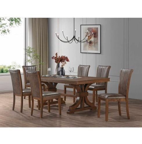 78.74 Rectangular Rubber Wood Dining Table For 6-8 With Wooden Trestle