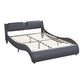 Full Size Upholstered Faux Leather Platform Bed With LED Light Bed Fra