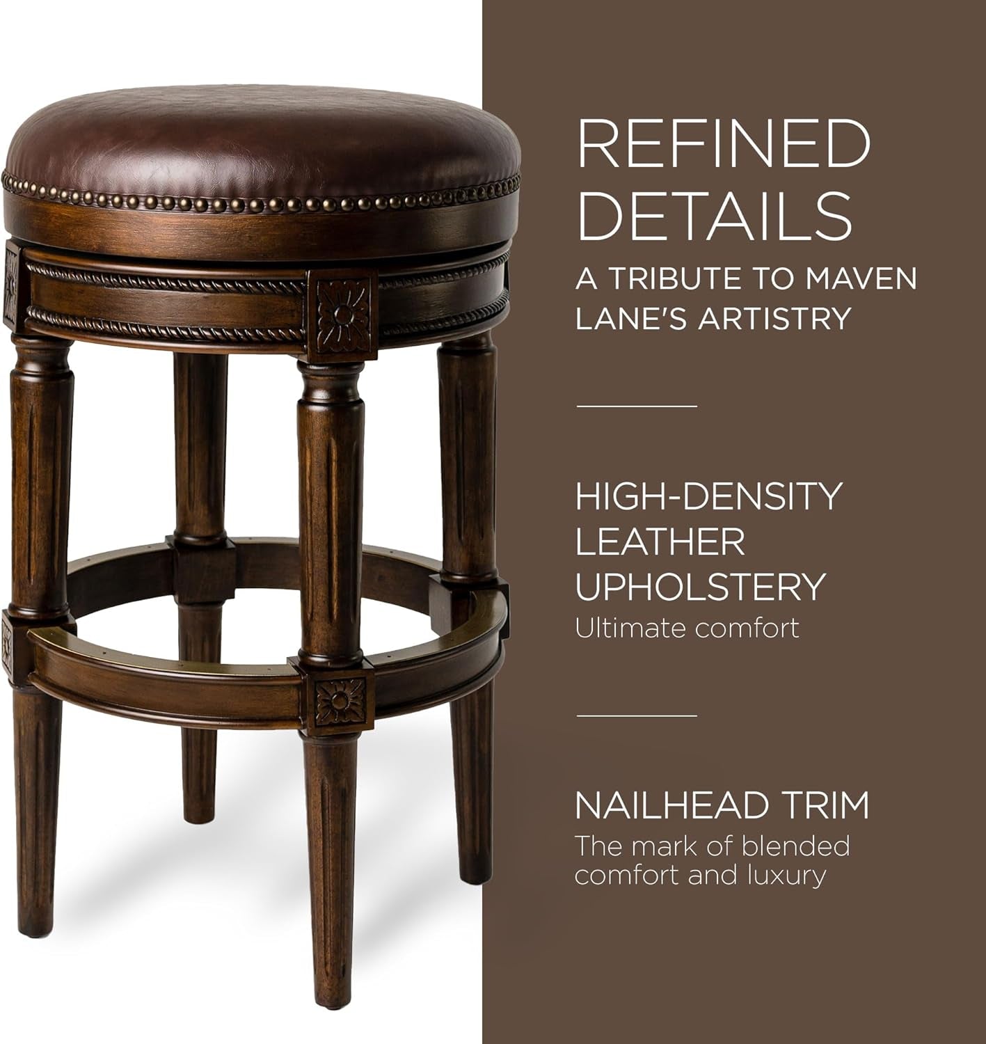 Pullman 31 Inch Tall Bar Height Upholstered Backless Barstool in Dark