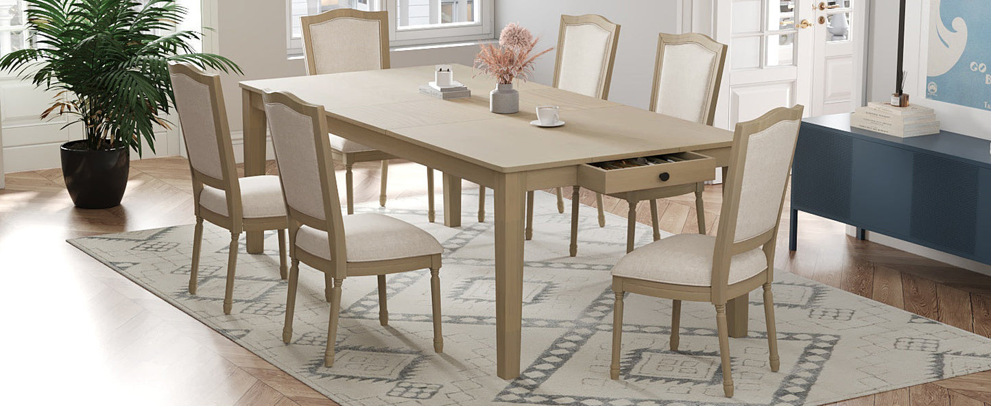 Rustic 7-Piece 78.1inch Extendable Dining Table Set with 18inch