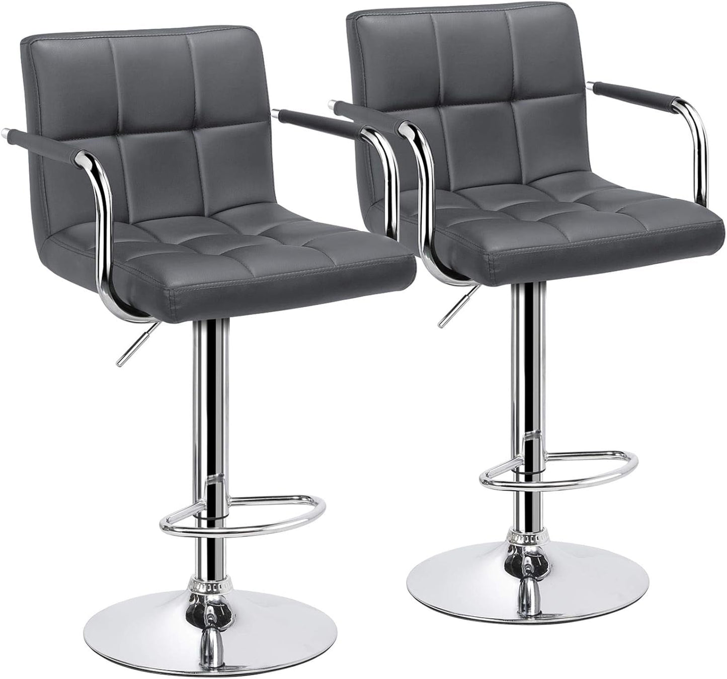 Bar Stools, Adjustable PU Leather Swivel Barstools, Modern Counter