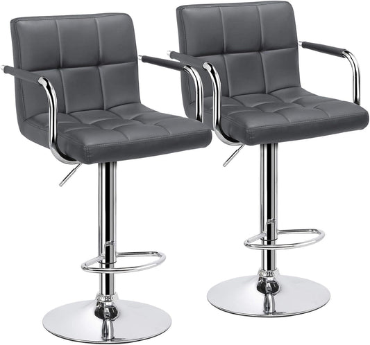 Bar Stools, Adjustable PU Leather Swivel Barstools, Modern Counter