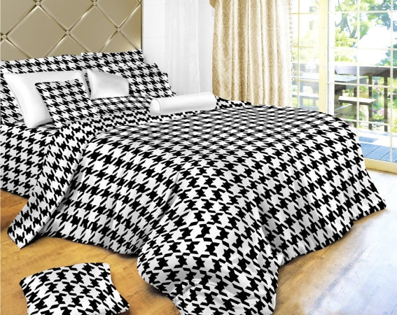 Dolce Mela DM498K Houndstooth Check Luxury 6 Piece Duvet Cover Set- Ki