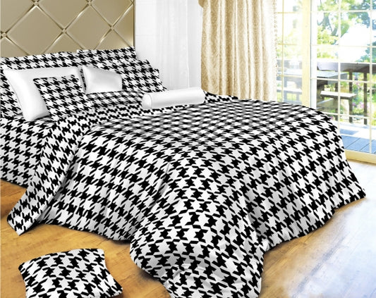 Dolce Mela DM498K Houndstooth Check Luxury 6 Piece Duvet Cover Set- Ki