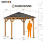 Hardtop Gazebo 9 X 9 Ft. Cedar Framed Wood Gazebo with Brown Steel &