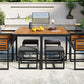 9-Pieces Acacia Wood Patio Dining Set, Space Saving Outdoor Patio Set,
