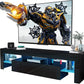 Black TV Stand, 60 65 70 75 Inch Wood TV Stand, High Glossy