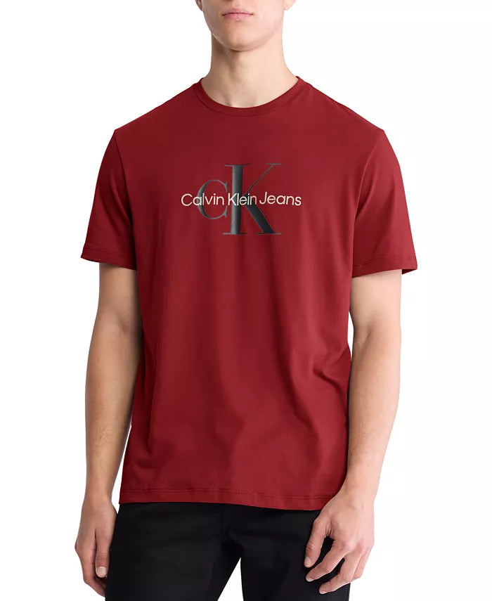 Calvin Klein Text Monogram Logo Graphic T-shirt Cherry X Large