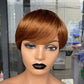 6inch #Burg Pixie Short Cut 100% Straight Human Hair Wig with Bangs Br