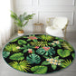 Green Floral Round Rug, Floral Patterned Decorative Circle Carpet, Non