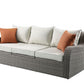 3 Piece Gray Wicker Patio Sectional And Ottoman Set