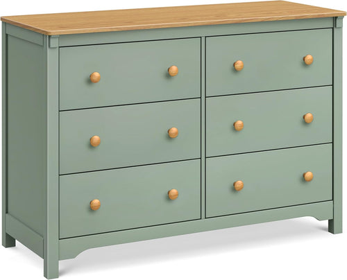 Shea 6-Drawer Dresser in Light Sage and Honey, GREENGUARD Gold