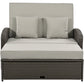 PE Wicker Rattan Double Chaise Lounge, 2-Person Reclining Daybed with