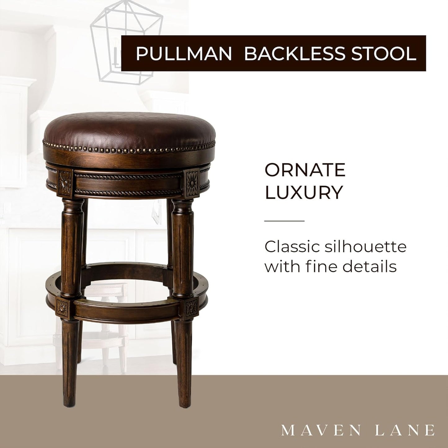 Pullman 31 Inch Tall Bar Height Upholstered Backless Barstool in Dark