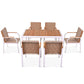7 Piece Patio Dining Table Set, Outdoor Wicker Furniture Set of 6