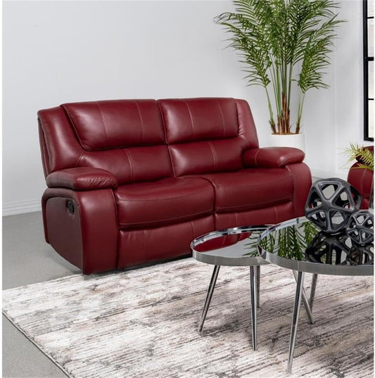 Red Faux Leather Reclining Loveseat rana