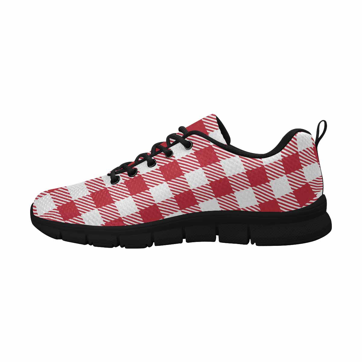 Sneakers For Men, Buffalo Plaid Red And White Running Shoes Dg862