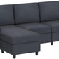 Modern Gray Linen Sectional Sofa for Living Room