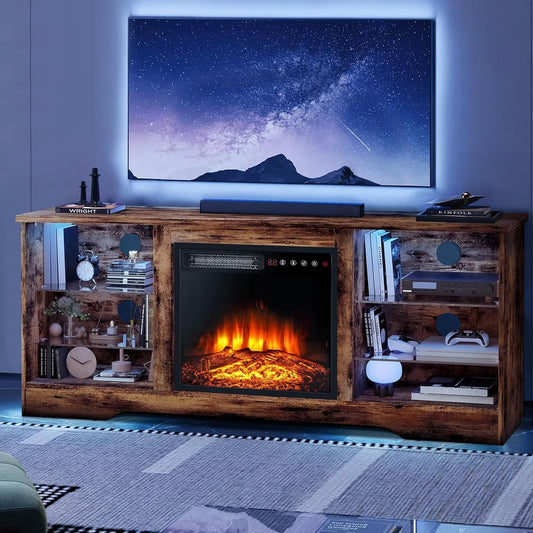 58 Inches Fireplace TV Stand for Tvs up to 65 Inches Console with 18''