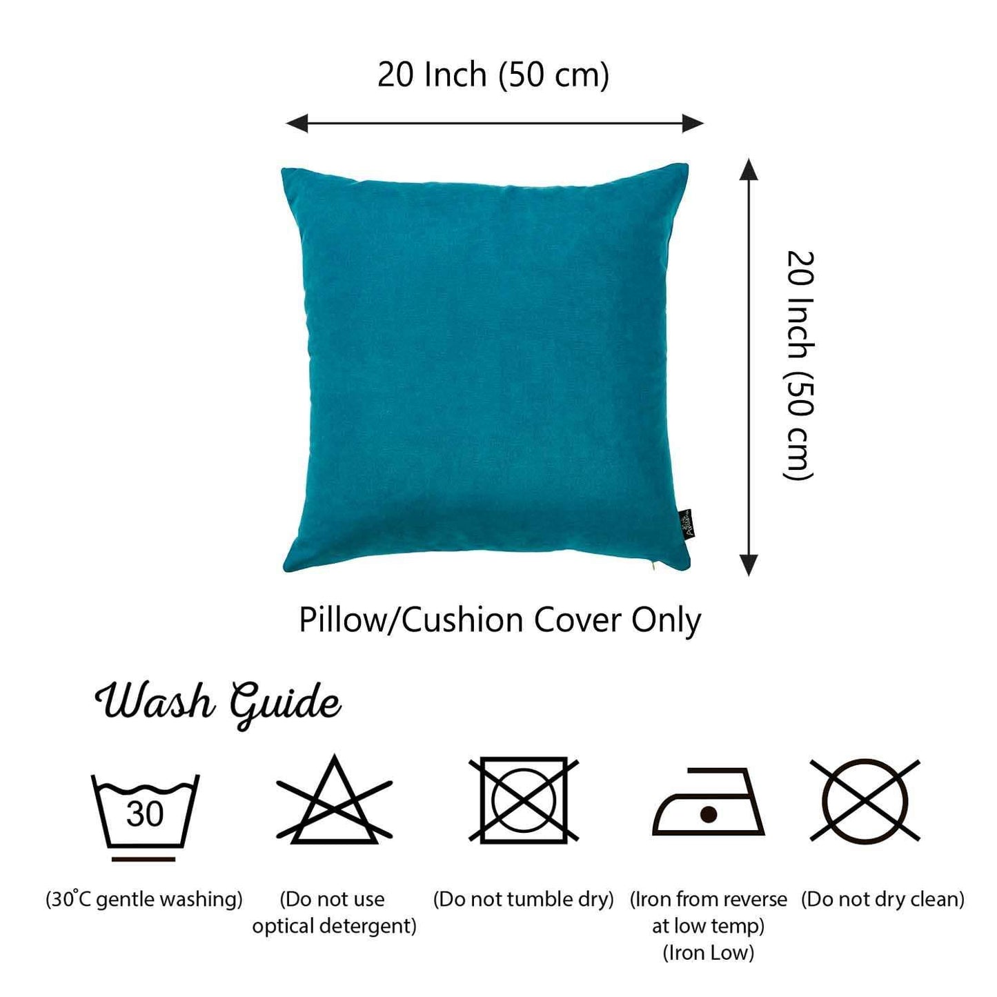 Set of 2 Teal Blue Brushed Twill Decorative Throw Pillow Covers
