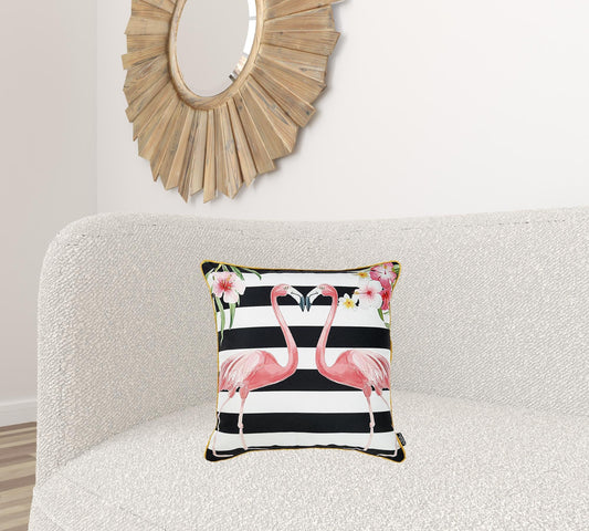 Black and White Flamingo Lovers Decorative Throw Pillow Cover