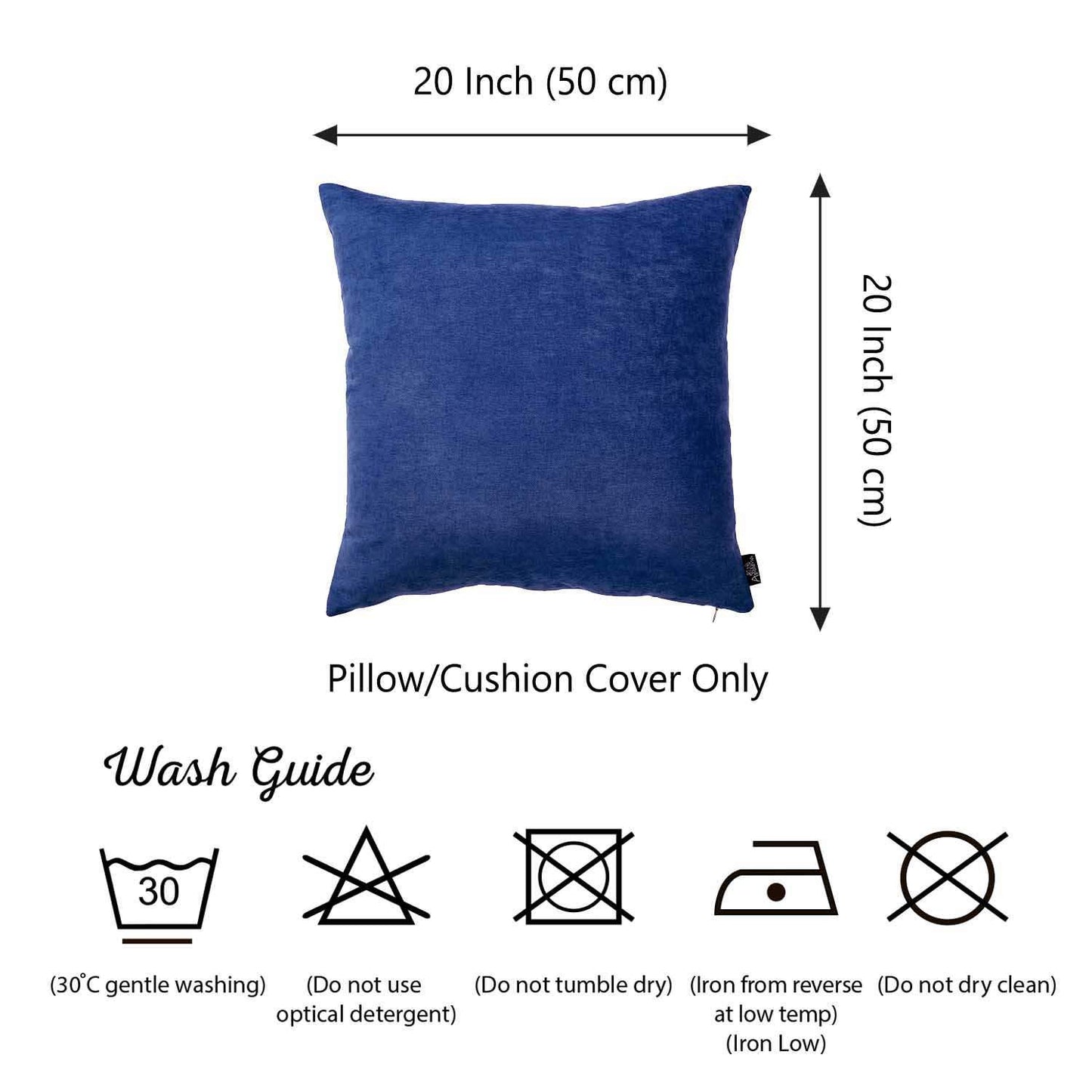 Set of 2 Denim Blue Brushed Twill Decorative Throw Pillow Covers
