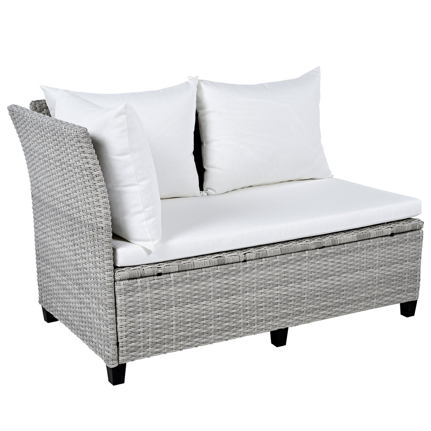 5-Piece Outdoor Patio Rattan Sofa Set, Sectional PE Wicker L-Shaped
