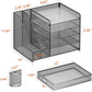 Grey 5-Tier Mesh Desk Organizer with Drawer