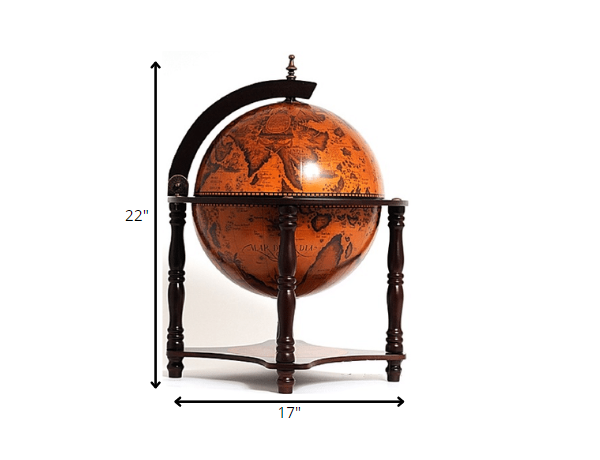 17inches x 17inches x 22inches Red Globe Bar  4 Legged Stand
