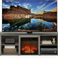 Classic 70 Inch TV Stand with Fireplace, French Oak Grey