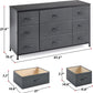 Dresser, Dresser for Bedroom with 9 Drawers, Wide Dresser TV Stand for