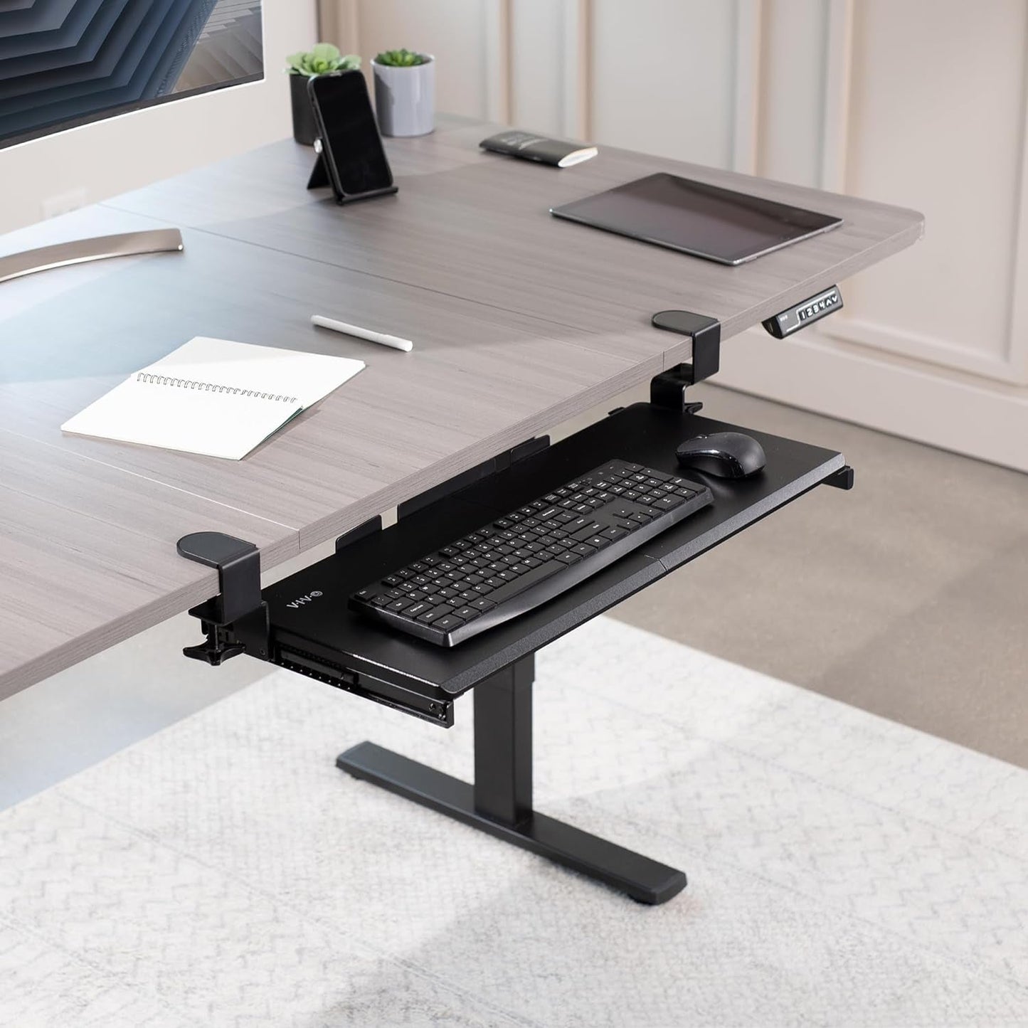 Large Keyboard Tray under Desk Pull Out with Extra Sturdy C Clamp