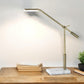 26" Antiqued Gold And White Marble And Metal Adjustable LED Desk Lamp