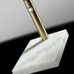 26" Antiqued Gold And White Marble And Metal Adjustable LED Desk Lamp