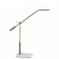 26" Antiqued Gold And White Marble And Metal Adjustable LED Desk Lamp