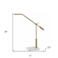 26" Antiqued Gold And White Marble And Metal Adjustable LED Desk Lamp