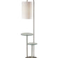 66" Silver Tray Table Floor Lamp With White Fabric Drum Shade