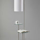 66" Silver Tray Table Floor Lamp With White Fabric Drum Shade