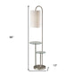 66" Silver Tray Table Floor Lamp With White Fabric Drum Shade