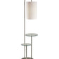 66" Silver Tray Table Floor Lamp With White Fabric Drum Shade