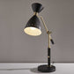 32" Black And Gold Metal Desk Lamp With Cinched Cone Shade