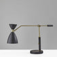 32" Black And Gold Metal Desk Lamp With Cinched Cone Shade